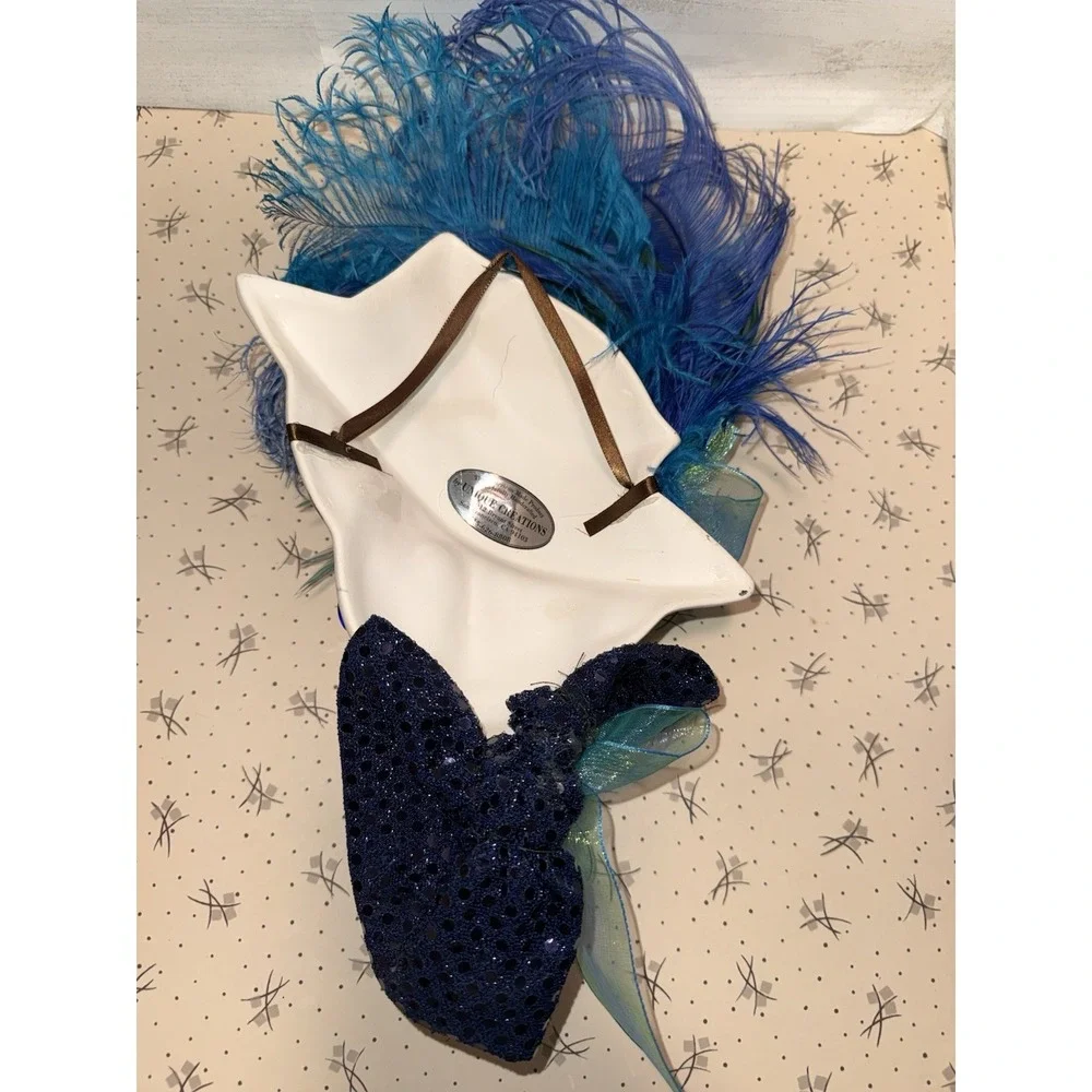 Unique Creations Art Deco Roaring 20s Lady Face Mask Wall Hanging Feather Hat